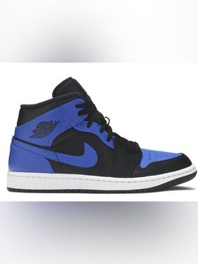 Nike Black and Royal Blue Mid-Top Sneakers